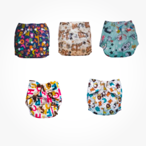 Home baby printed reusable cloth diaper with insert cloth set of 5